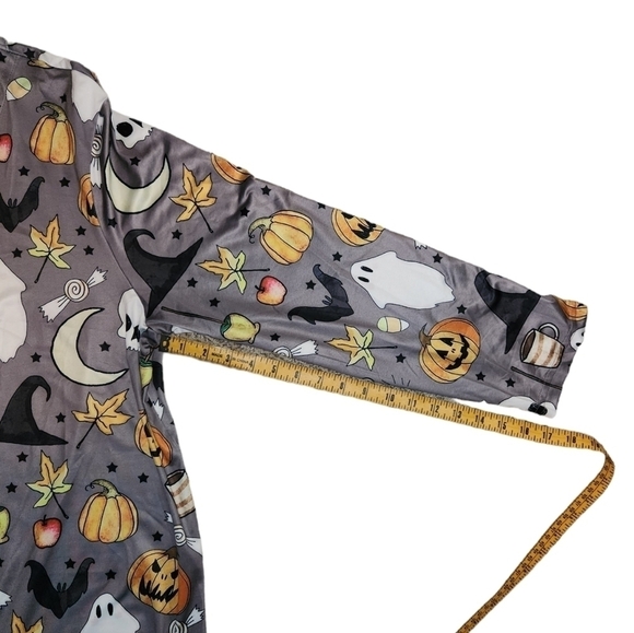 Halloween Open Front Long Cardigan Jacket (20 US) 4XL Gray, Black, White, Orange - Picture 3 of 8